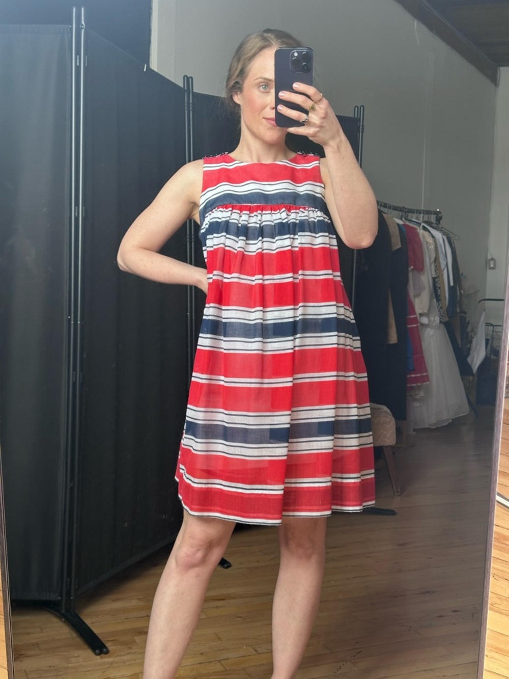 Vintage Sleeveless Red Striped Summer Dress